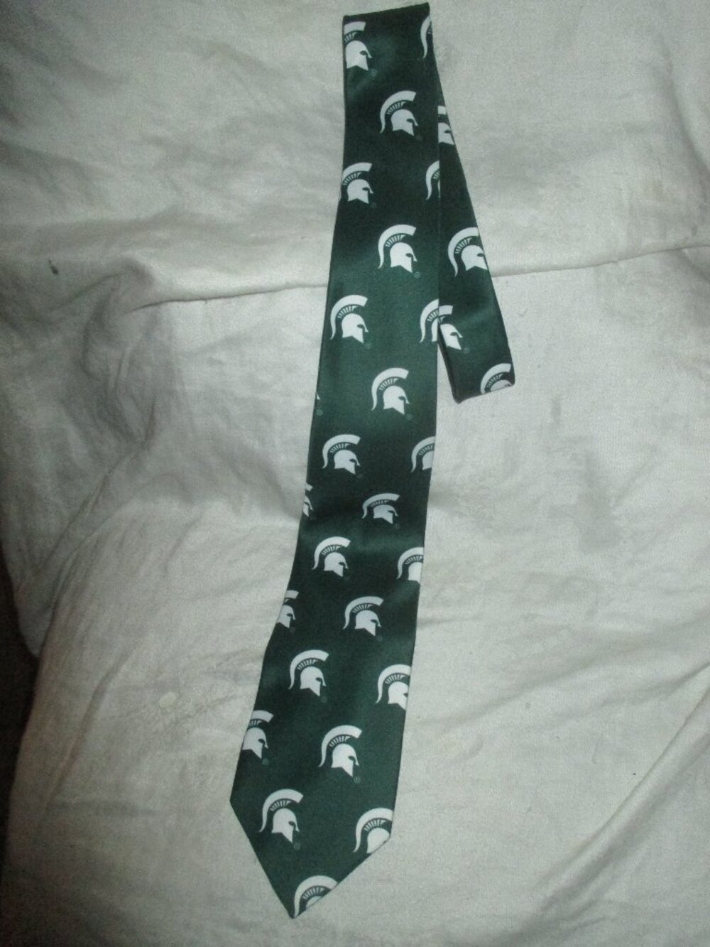 Michigan State Spartans Neck Tie Green Spartan Logo Pattern College